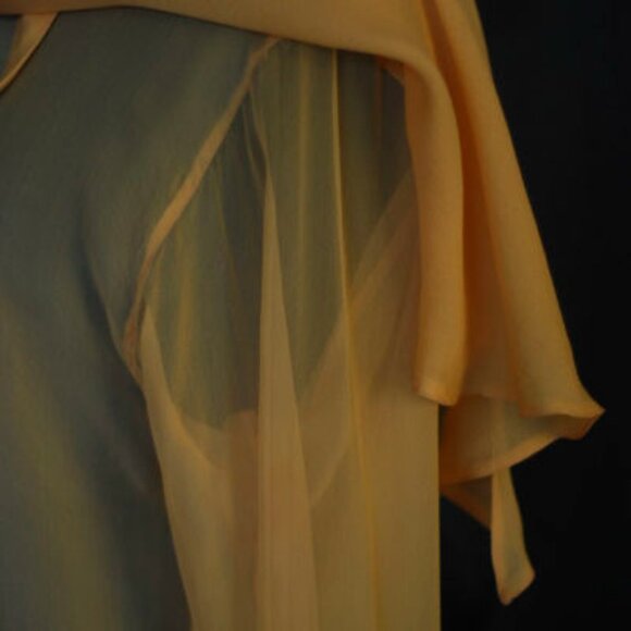 Claude Montana 1990's Gold Silk Chiffon Blouse With Front Tie - Italy - Picture 3 of 5